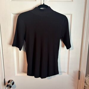 SOLD. Black Mock Neck Short-Sleeve Top